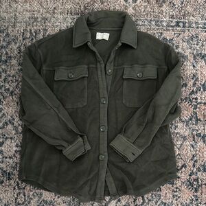 Z Supply Fleece Olive Button Down Shirt
